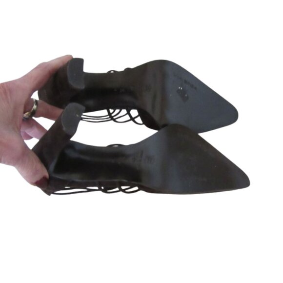 Via Spiga Strappy Dark Brown Suede High Heels Size 7.5M - Picture 6 of 7